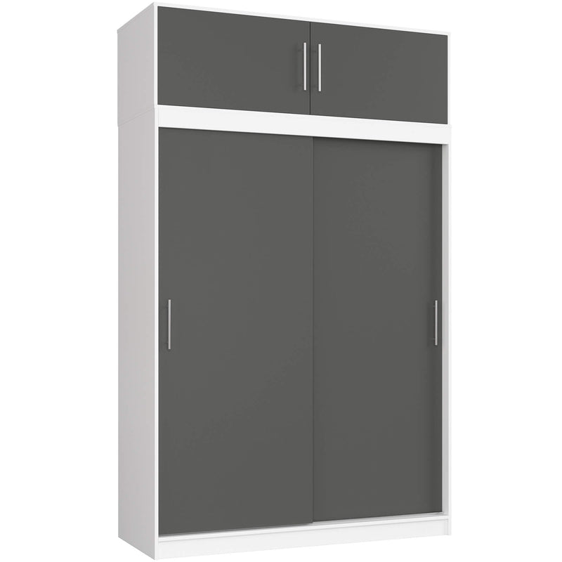 Schiebetürenschrank mit Auszug 150 cm CLP Weiß/Grau Mono