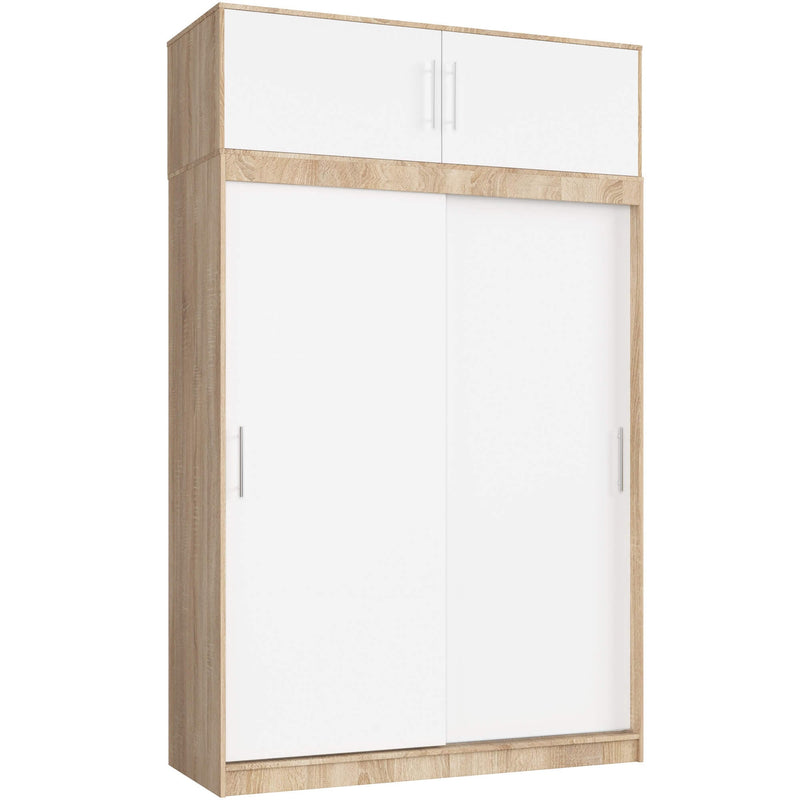 Schiebetürenschrank mit Auszug 150 cm CLP Sonoma / Weiß Mono