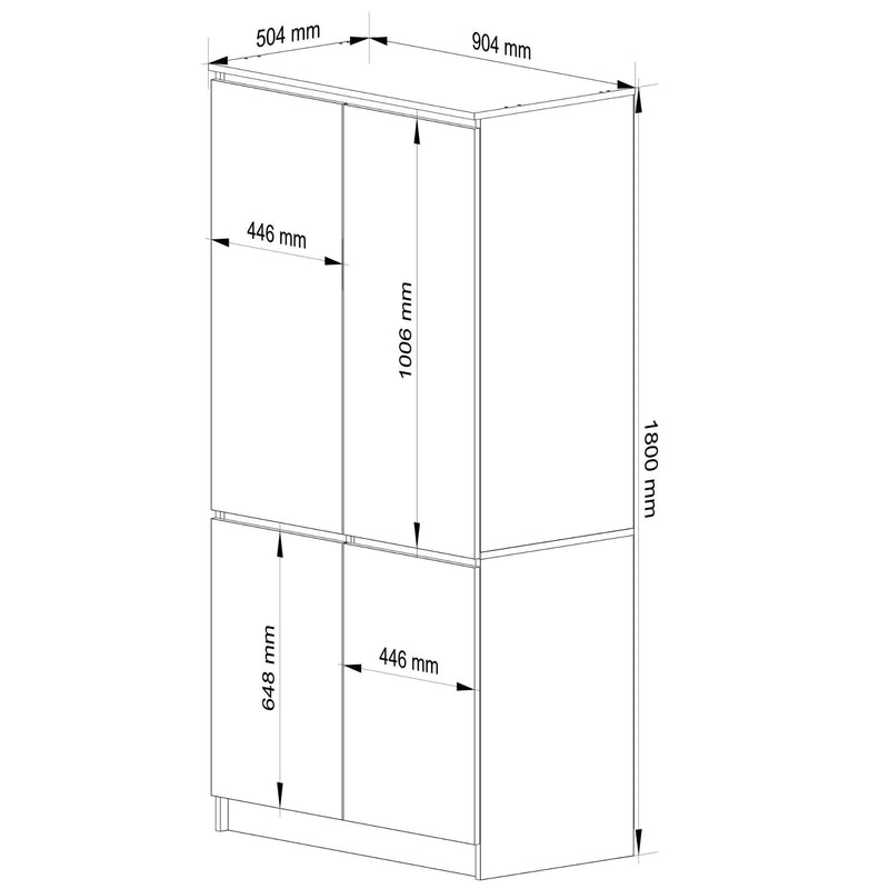 Kleiderschrank S90 4D CLP Artisan / Weiß