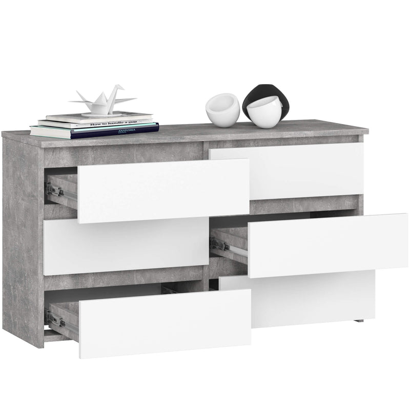 Kommode CL100 6er-Pack Beton/Weiß