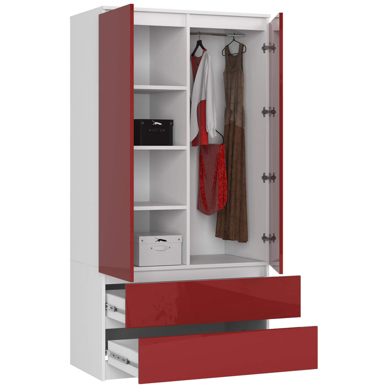 WARDROBE S90 2D 2SZ CLP PK ROT GLÄNZEND