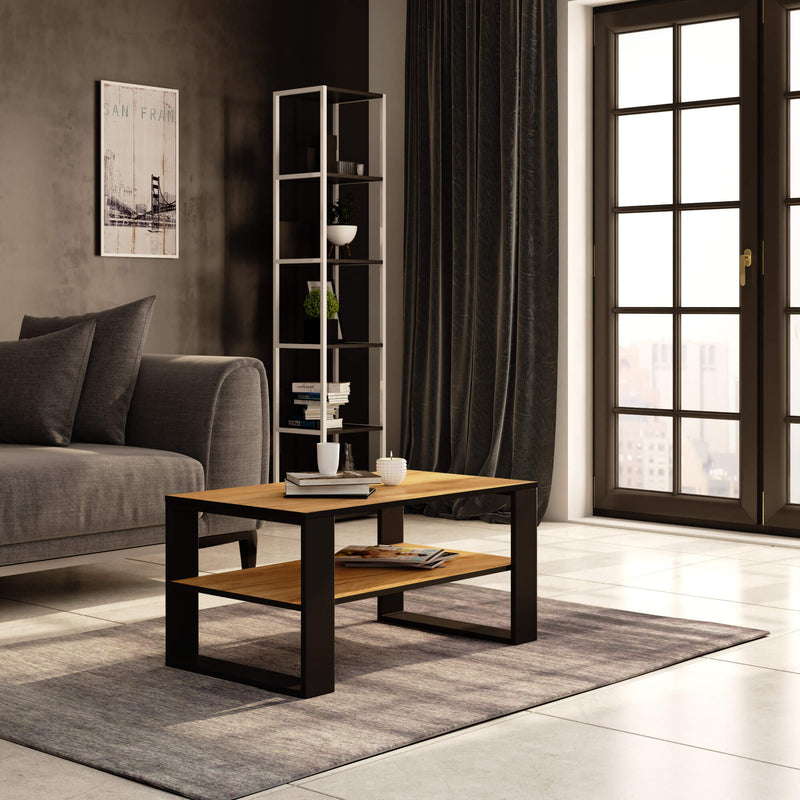 ALEX Couchtisch Eiche Craft / Schwarz