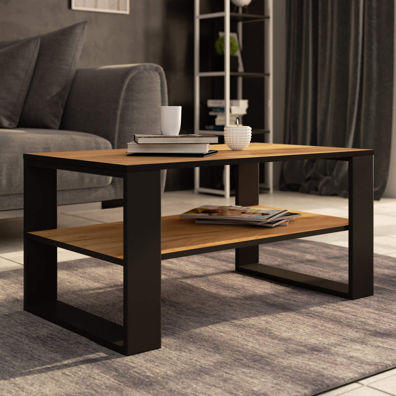ALEX Couchtisch Eiche Craft / Schwarz