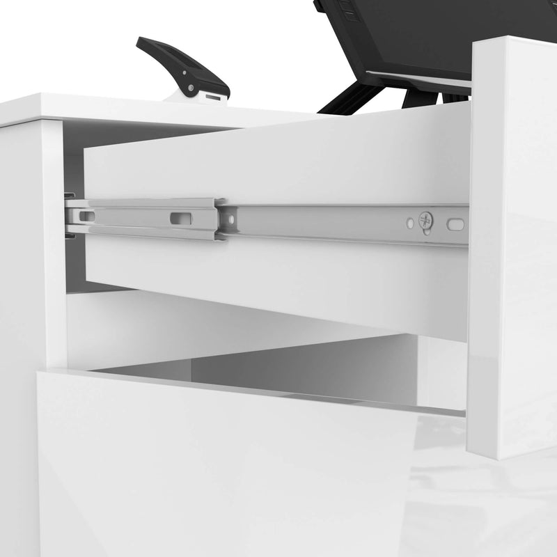 CLP Schreibtisch A5 2D 2SZ PK Weiß Hochglanz