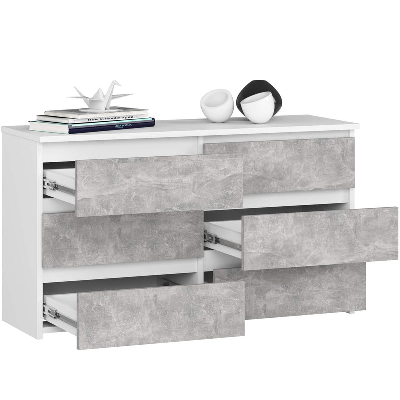 Kommode CL100 6er-Packung Weiß / Beton