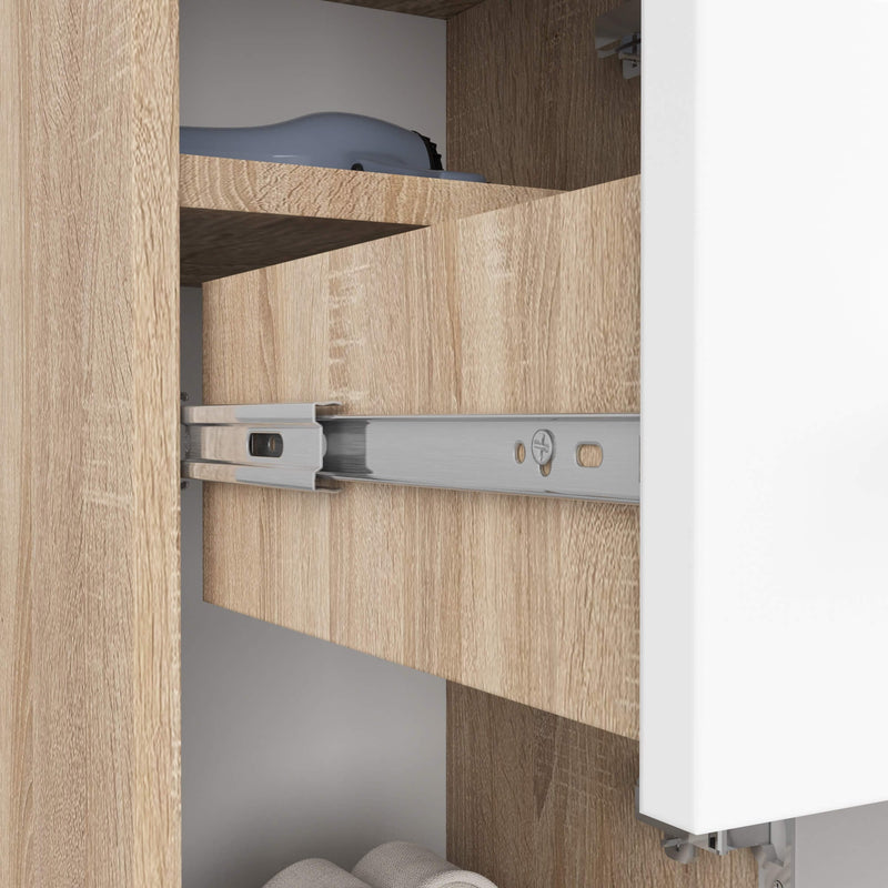 Badezimmerschrank FIN PILLAR 30 2D 1SZ 85cm PK SONOMA EICHE / WEISS