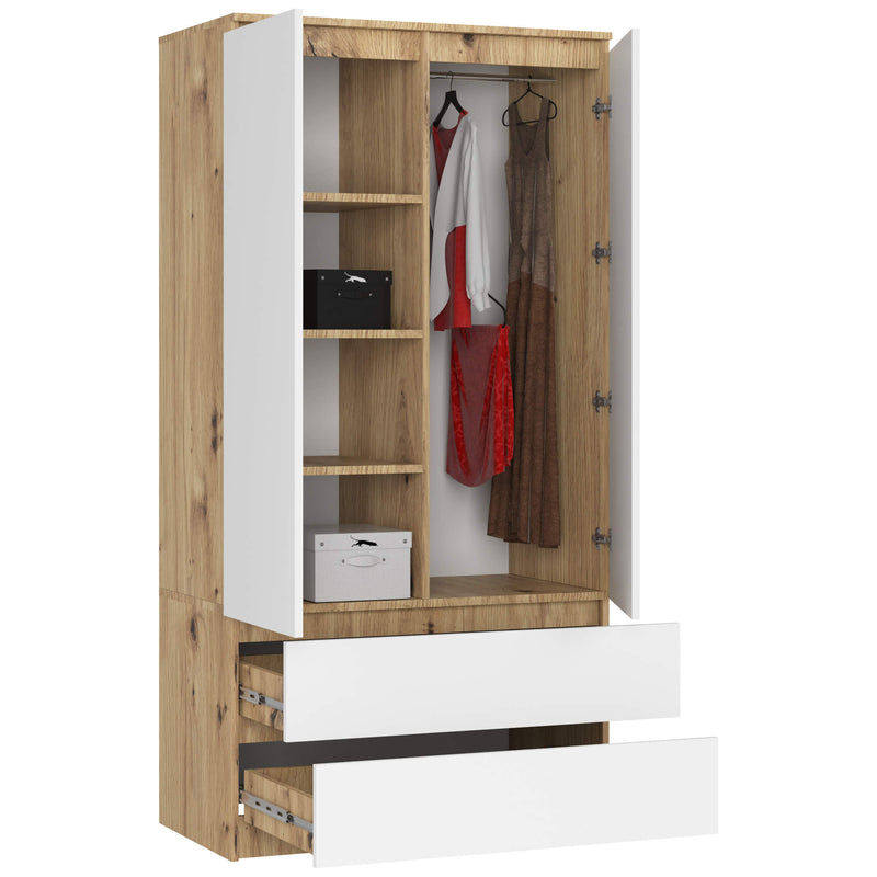 Kleiderschrank S90 2D 2SZ CLP PK Artisan Eiche / Weiß