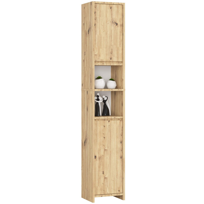 Uni Badezimmerregal - Eiche Artisan - 2 Türen, 2 Nischen
