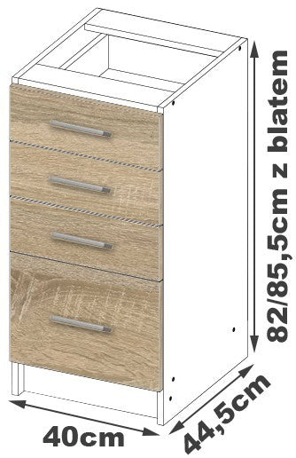 LIMA S40 SZ4 Schrank + WEISSE/SONOMA EICHE TISCHPLATTE
