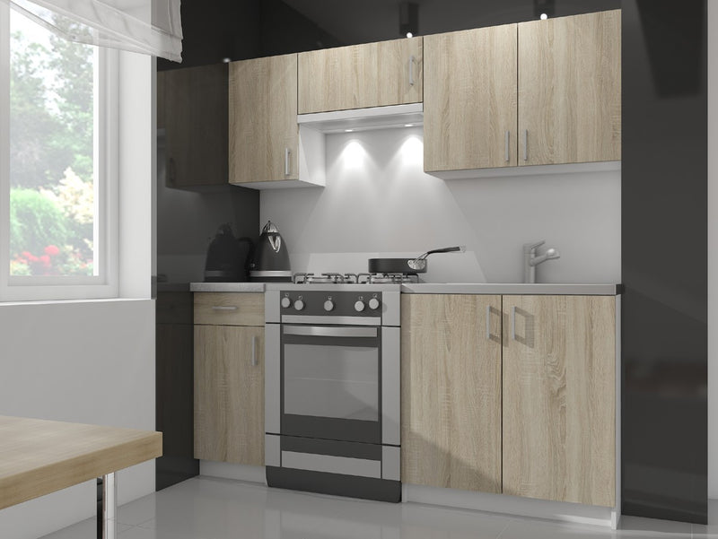 LIMA S80 SZ3 Schrank + WEISSE/SONOMA EICHE TISCHPLATTE