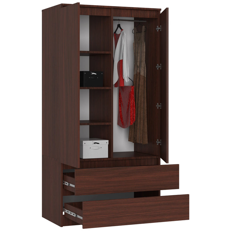 Kleiderschrank S 90 cm 2 Türen 2 Schubladen PK Wenge