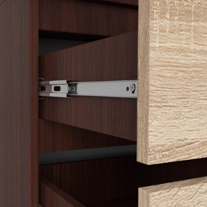 Kleiderschrank S 90 cm 2 Türen 2 Schubladen 2 Spiegel PK Wenge / Sonoma
