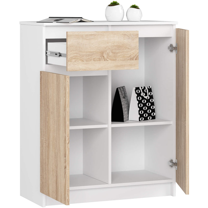 Kommode K80 2D 1SZ CLP PK Weiß / Sonoma Eiche