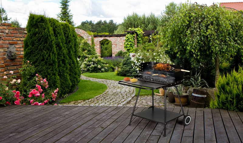 Gartengrill mit Spieß und Rostverstellung + zwei große Ablagen MultiGarden
