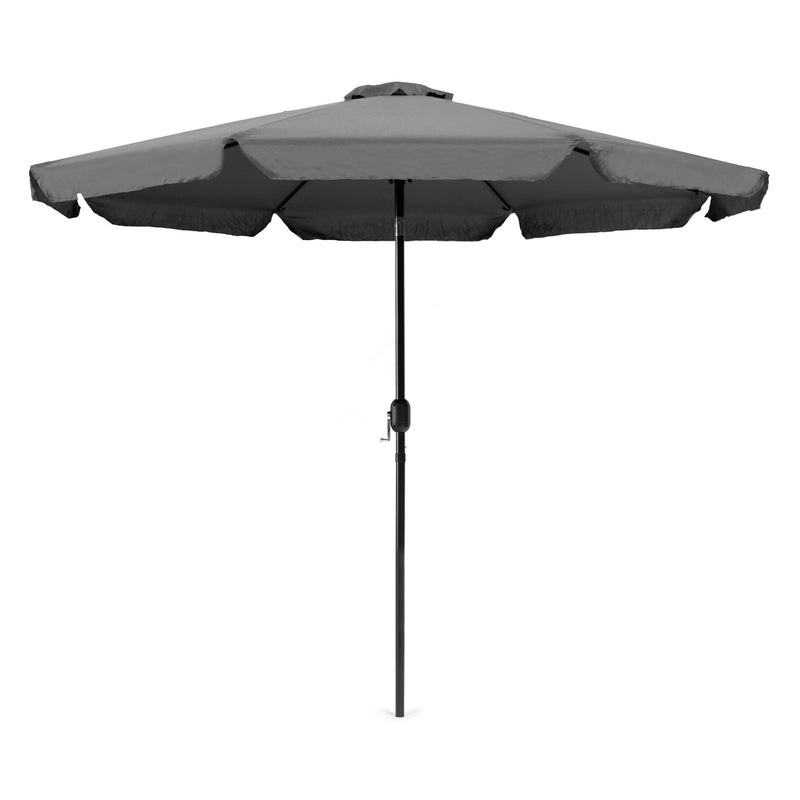 Gartenschirm groß 3 m geknickt knickbar mit Kurbel grau MultiGarden