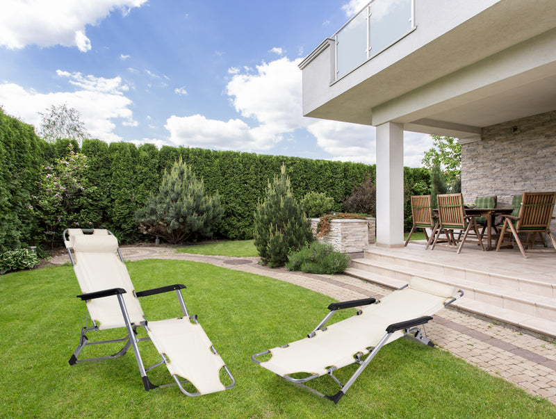 Gartenliege Strandsessel klappbar 2in1 Liege beige MultiGarden