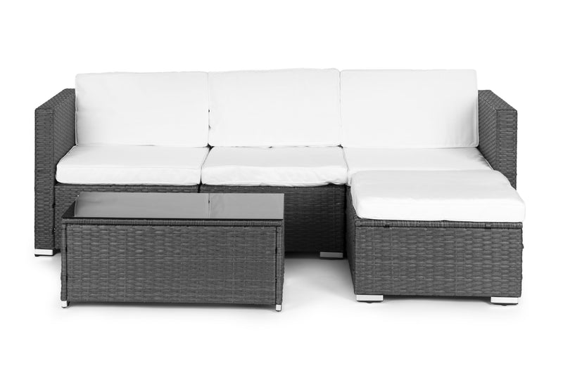 Gartenmöbelset aus Polyrattan, modulares Ecksofa, grauer Tisch, MultiGarden