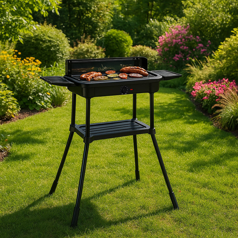 Elektrischer 3-in-1-Grill Standgrill Tischgrill Grillplatte Fettauffangschale Thermostat MultiGarden
