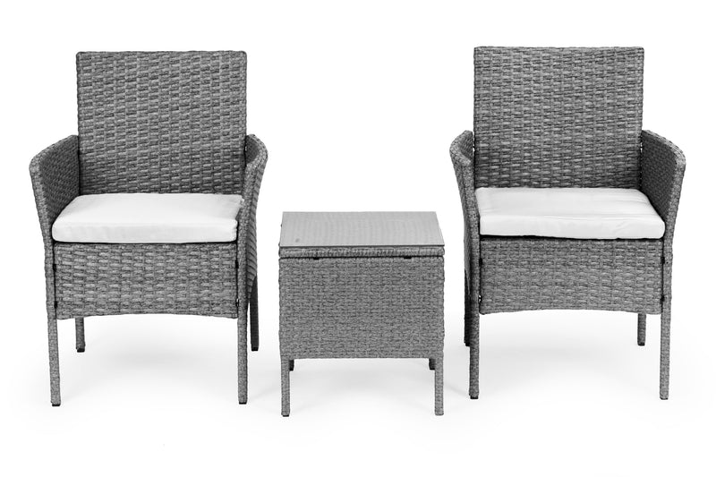 Gartenmöbelset aus Polyrattan Tisch Stühle Grau MultiGarden