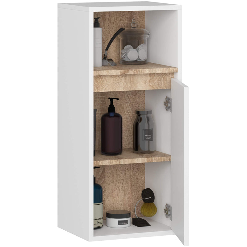 Wandhängender Badezimmerschrank VAMI W35 1D 1W Weiß / Sonoma Eiche