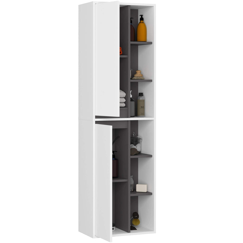 Wandhängender Badezimmerschrank VAMI W50 2D 6P Weiß / Graphitgrau