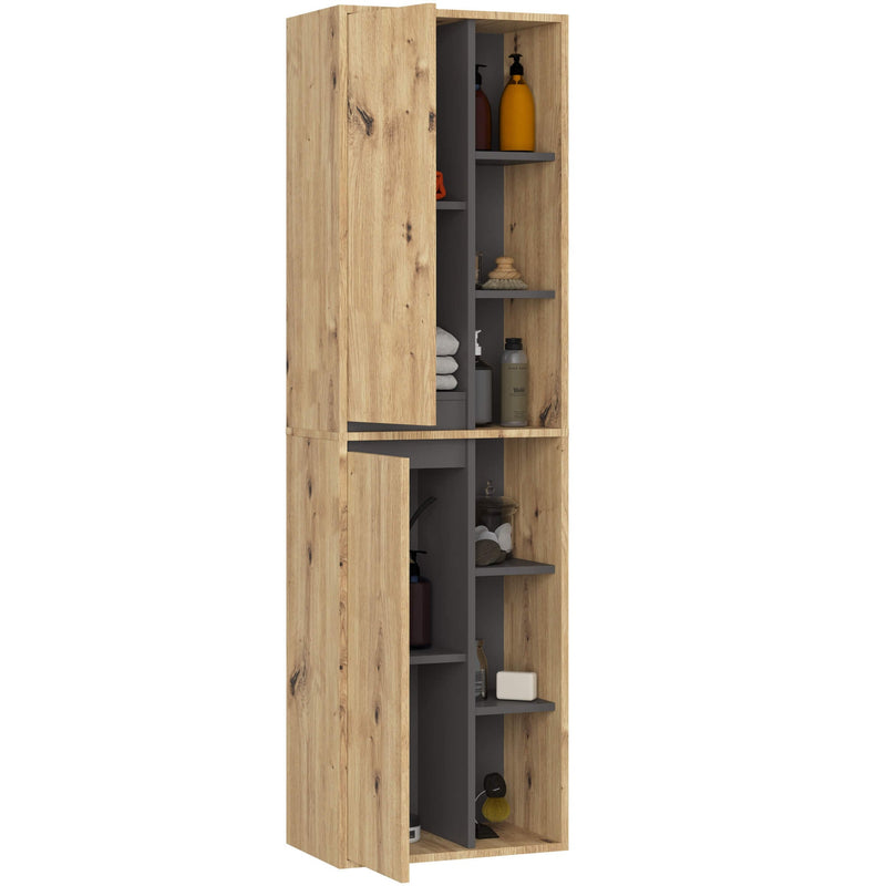 Wandhängender Badezimmerschrank VAMI W50 2D 6P Artisan Oak / Graphitgrau