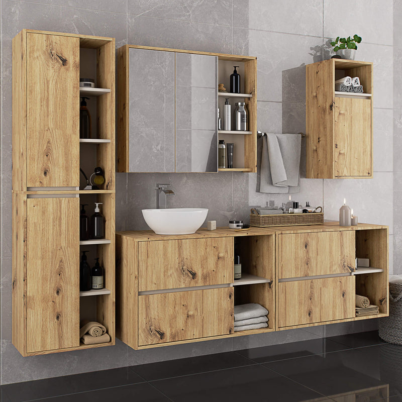 Wandhängender Badezimmerschrank VAMI W50 2D 6P ARTISAN OAK / CASHMERE