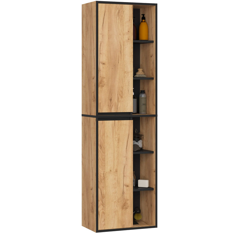 Wandhängender Badezimmerschrank VAMI W50 2D 6P Eiche Craft / Schwarz