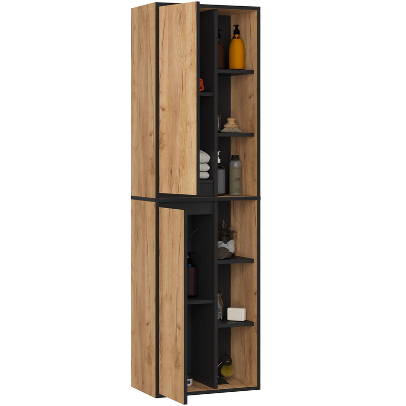 Wandhängender Badezimmerschrank VAMI W50 2D 6P Eiche Craft / Schwarz