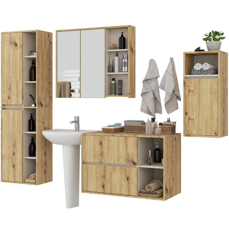 VAMI Wandhängendes Badezimmermöbelset Artisan Eiche / Kaschmir