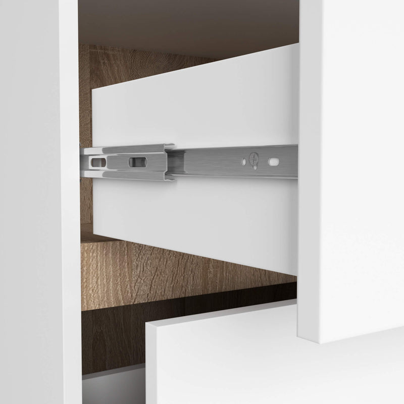 Badezimmerschrank für Waschbecken mit Löchern VAMI W90 UM 2SZ 2P Weiß / Sonoma Eiche