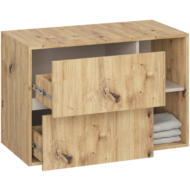 Badezimmerschrank für Waschbecken mit Löchern VAMI W90 UM 2SZ 2P ARTISAN OAK / CASHMERE