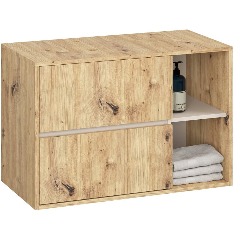 Badezimmerschrank für Waschbecken mit Löchern VAMI W90 UM 2SZ 2P ARTISAN OAK / CASHMERE