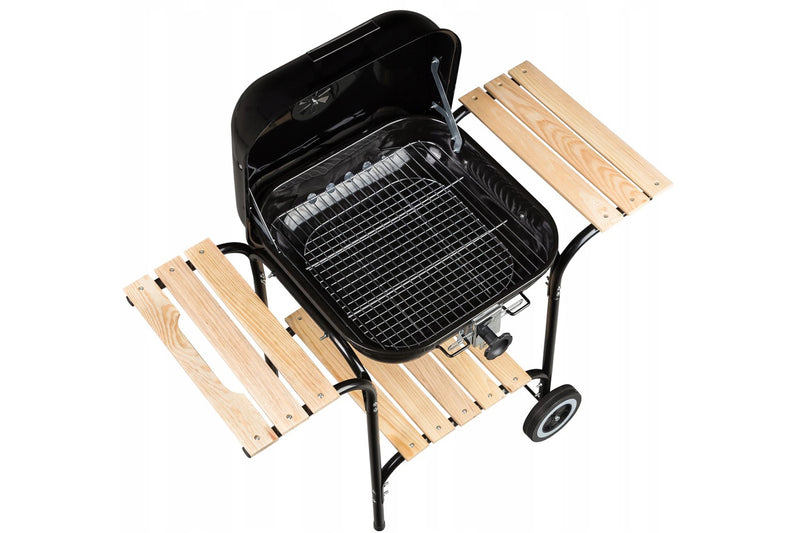 Großer Gartengrill mit Deckel, Rosthöhenverstellung, Holzablagen MultiGarden