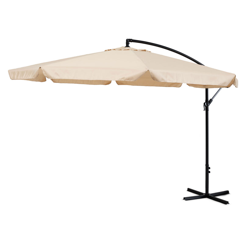 MultiGarden großer Klapp-Gartenschirm mit Ausleger 3,5 m beige