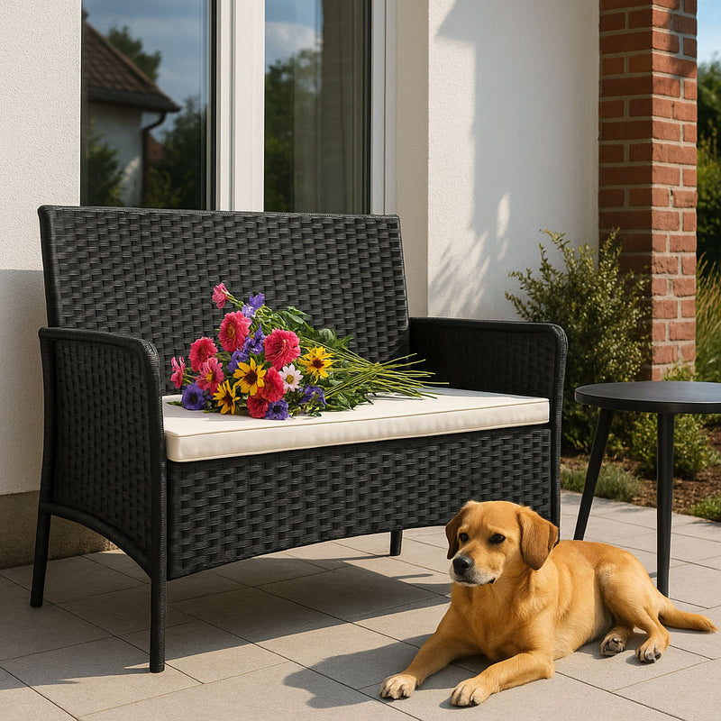 MultiGarden Gartenmöbel-Set Tisch Bank Sessel schwarz