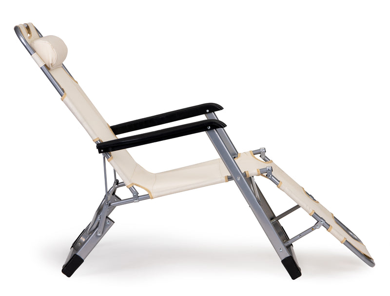 Gartenliege Strandsessel klappbar 2in1 Liege beige MultiGarden