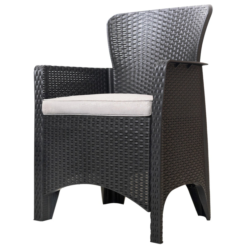 Gartenmöbelset für Terrasse/Balkon, 2 Sessel + Tisch, schwarz