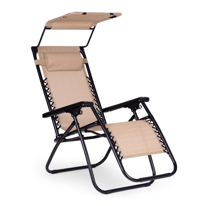 Gartenliege Strandliege verstellbare Rückenlehne bewegliches Sonnendach MultiGarden - Beige