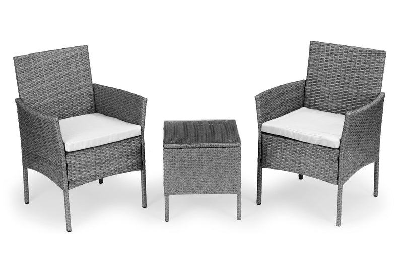 Gartenmöbelset aus Polyrattan Tisch Stühle Grau MultiGarden