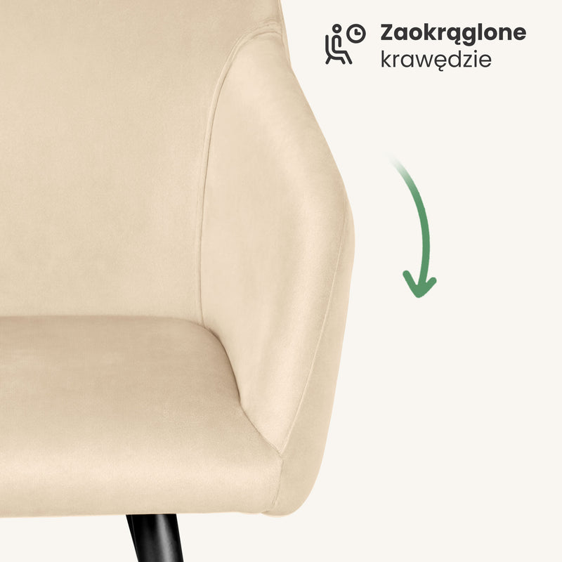 2x Samtpolsterstuhl glatt Beige ESTELLE Schwarze Beine