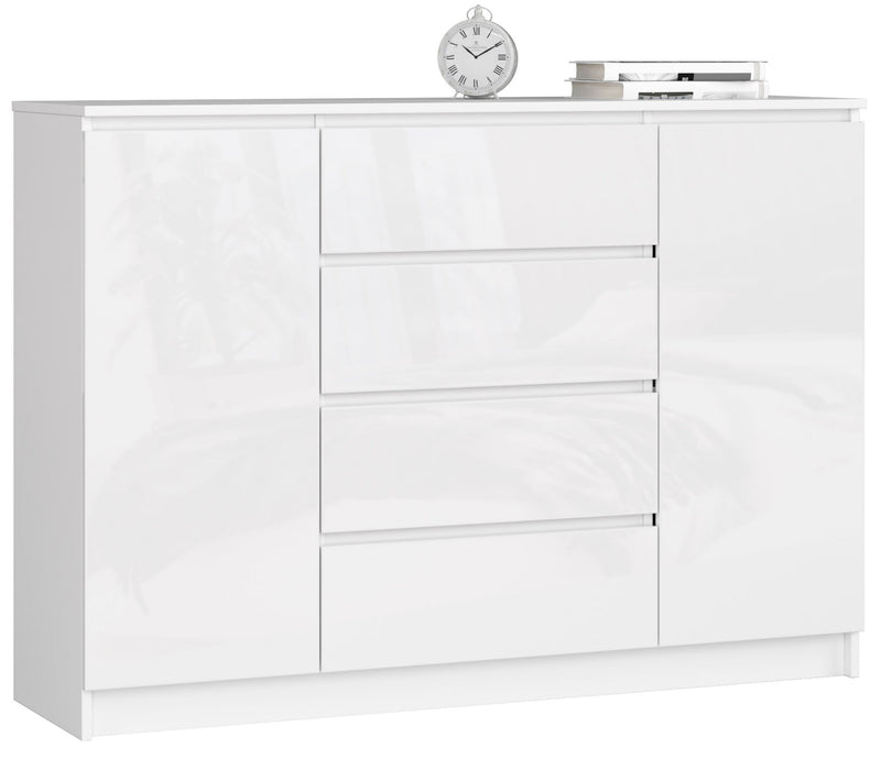 Kommode K140 2D 4SZ CLP Weiß glänzend