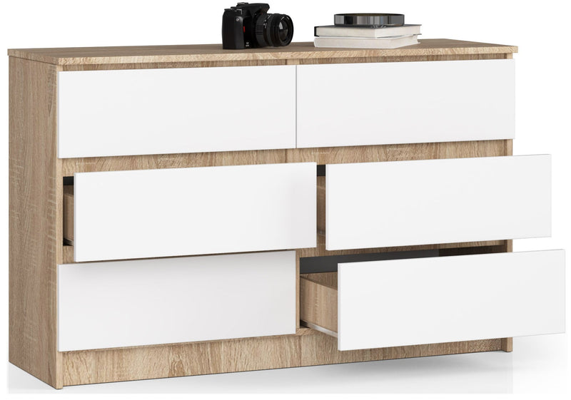 Kommode K120 6SZ CLP PK Sonoma Eiche / Weiß