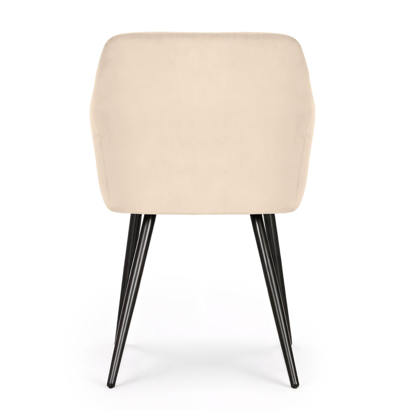 4x Samt bezogener Stuhl Glatt Beige ESTELLE Schwarze Beine