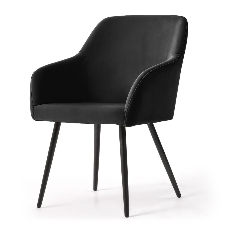 6x Samtstuhl gepolstert glatt Schwarz ESTELLE Schwarze Beine