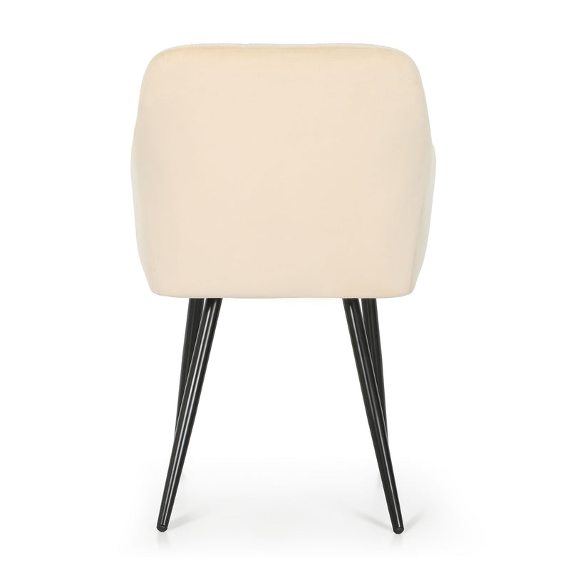6x Polsterstuhl mit quadratischer Steppung Beige LUXANO Schwarze Beine