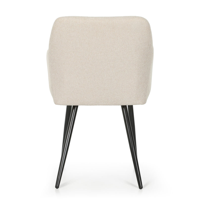 4x Polsterstuhl mit quadratischer Steppung Beige LUXANO Schwarze Beine Stoff Lumos