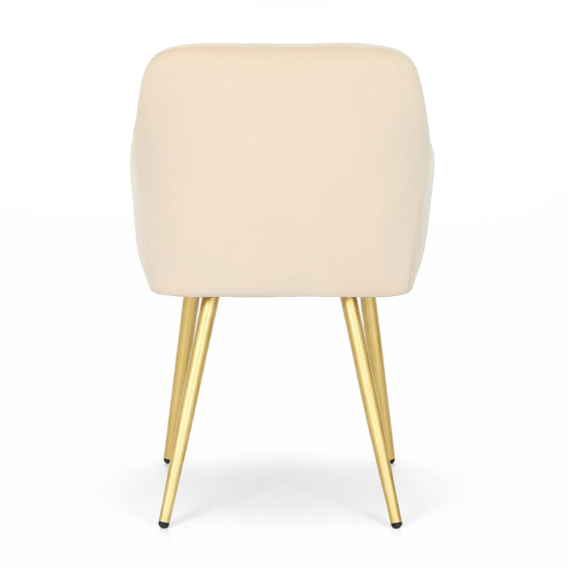 4x Polsterstuhl mit quadratischer Steppung Beige LUXANO Goldene Beine