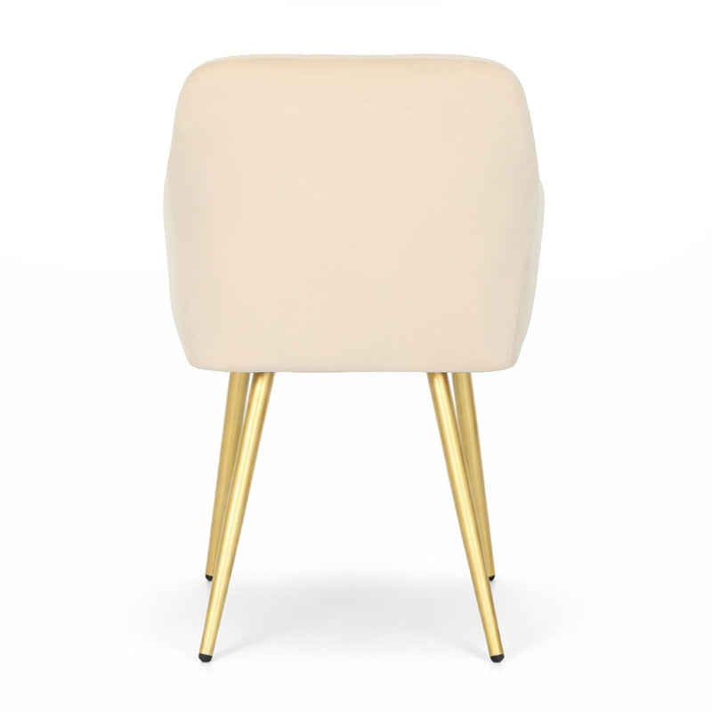 6x Polsterstuhl mit quadratischer Steppung Beige LUXANO Goldene Beine