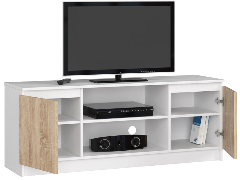 TV-Schrank 140 cm 2D 1P Weiß / Sonoma